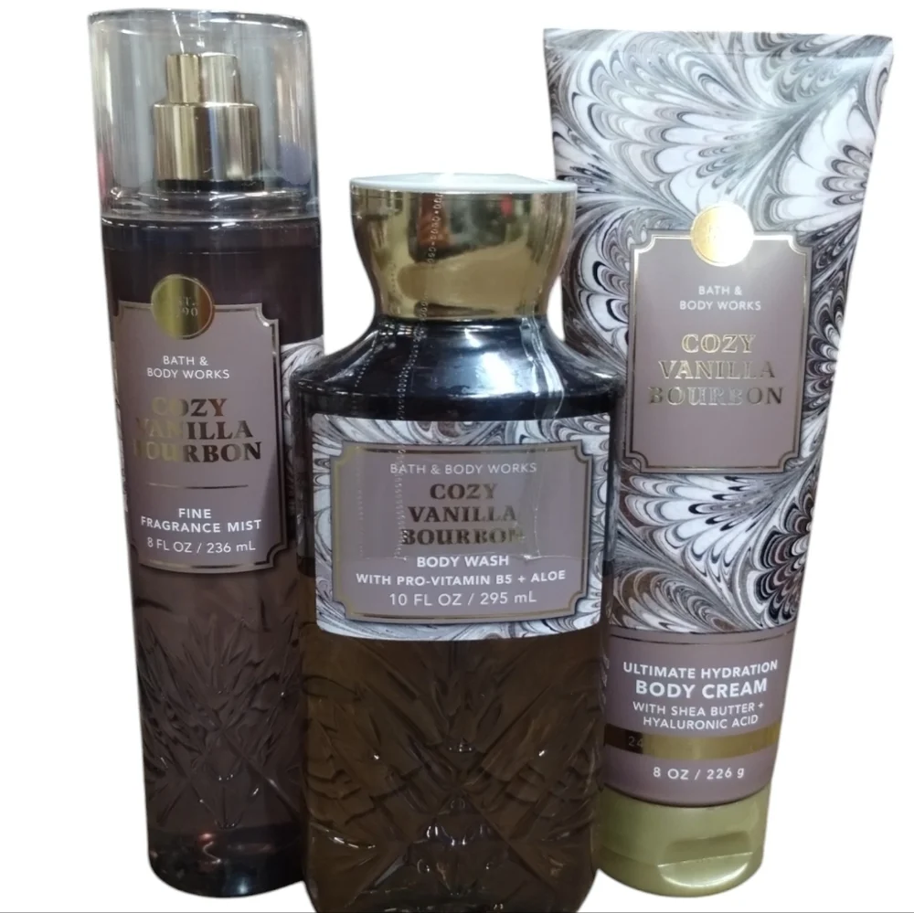 Bath and Body Works Discontinued COZY VANILLA BOURBON 3pcs Bundle BBW Cream Mist